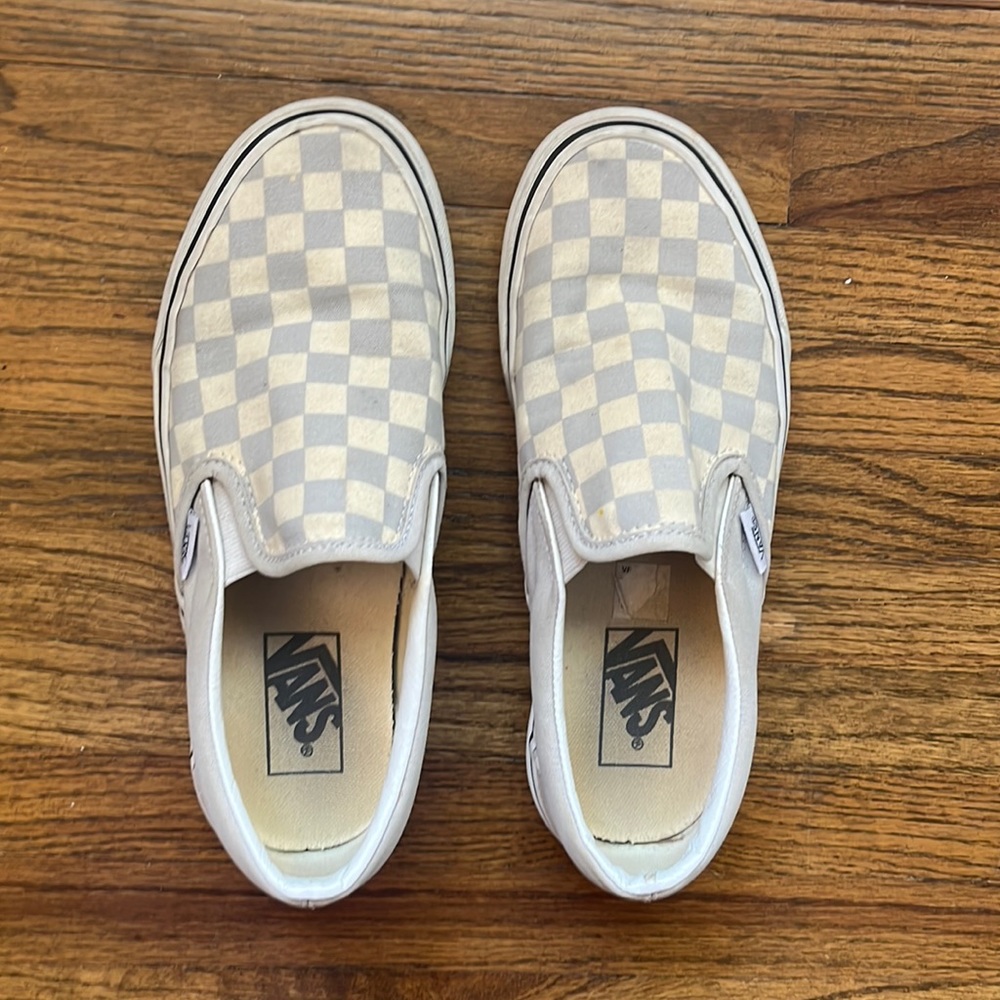 Vans size 7 color purple heather and off white checker